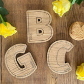 wooden-oak-veneer-personalised-coaster-any-initial-letter-gift|LLWWINITIALCOASTER|Luck and Luck| 1